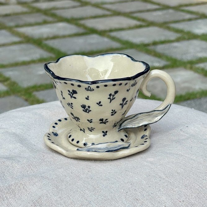 Tiny Floral Teacup & Saucer Set