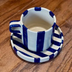 Stripe Mug & Saucer Set